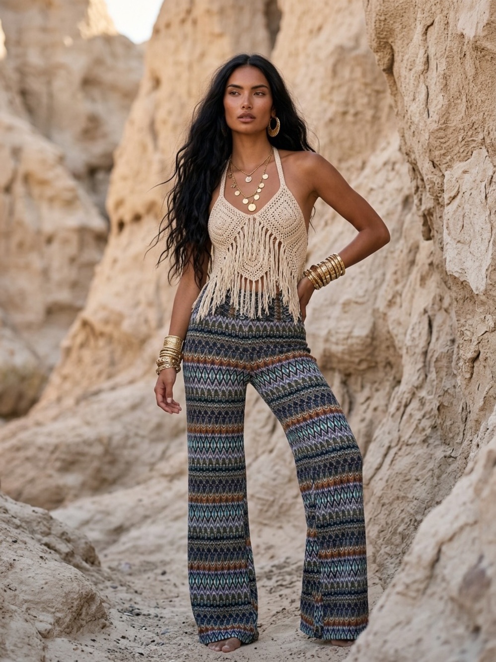 Joe Benbasset Multicolor Wide-Leg Pants